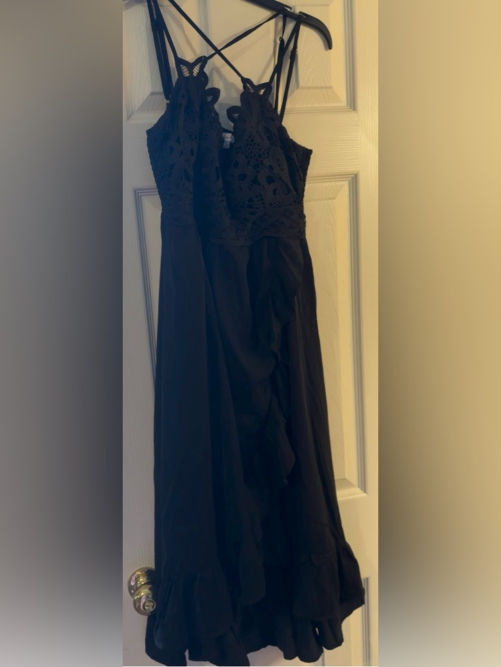 White Birch Black Crochet Bodice Midi Dress
